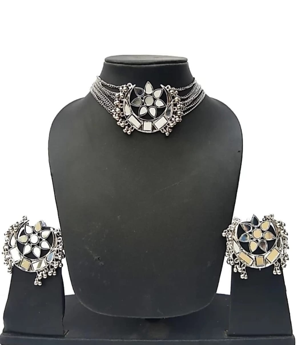 LARQ JEWELS Afghani Boho Mirror Choker Necklace