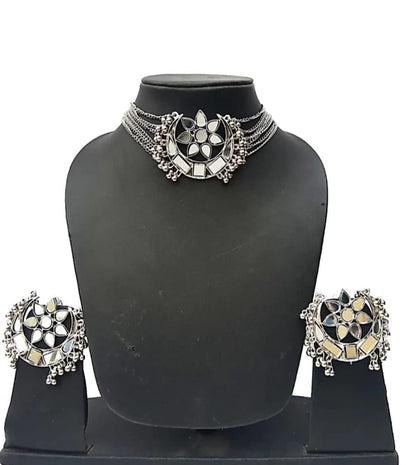 LARQ JEWELS Afghani Boho Mirror Choker Necklace