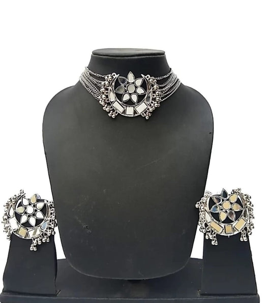 LARQ JEWELS Afghani Boho Mirror Choker Necklace