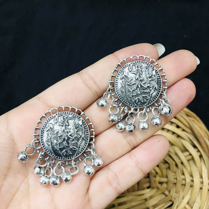 LARQ JEWELS Oxidised Silver Afghani Necklace Set