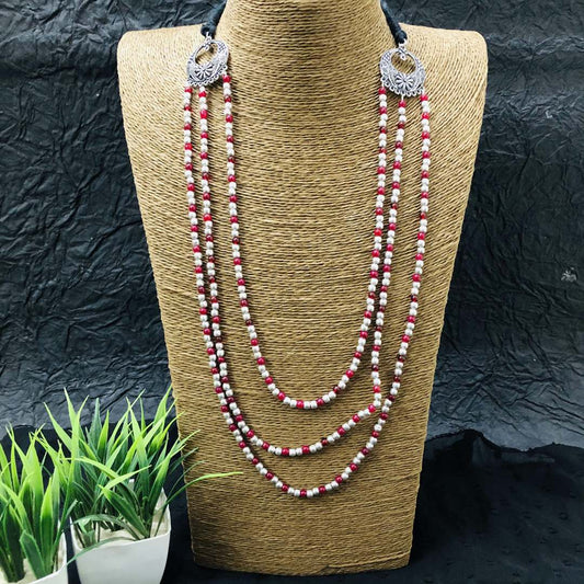 LARQ JEWELS South Indian Style Onyx Pearl Beads Necklace