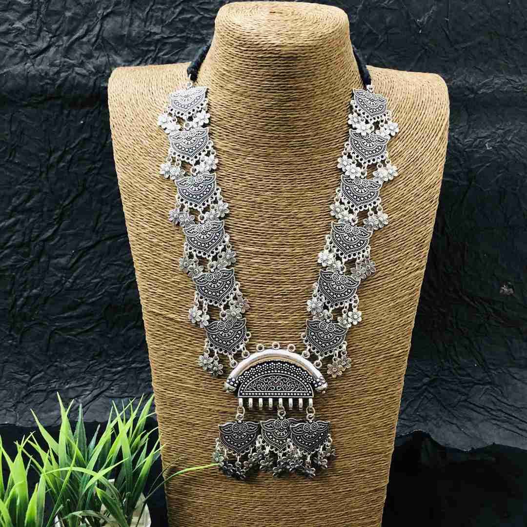 LARQ JEWELS Antique German Silver Plated Tribal  Necklace