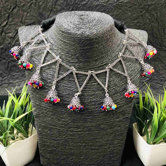 LARQ JEWELS German Silver Boho Designer Multi Choker