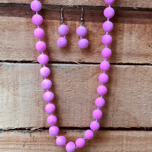 LARQ JEWELS Baby Pink  Velvet Touch Light-weight Necklace Set