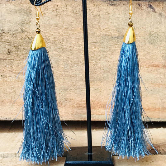 Thread Bunch Blue Earrings