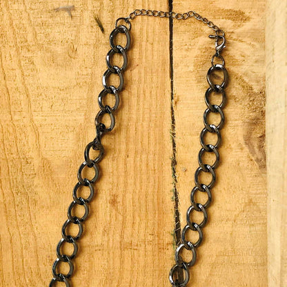 LARQ JEWELS Gun Metal Tone Plain Chain Necklace