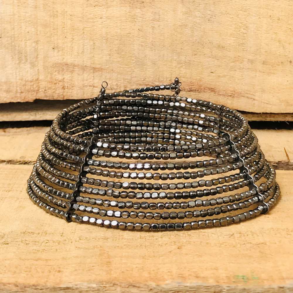 LARQ JEWELS Quirky Stylish Silver Tone Beads Choker Necklace