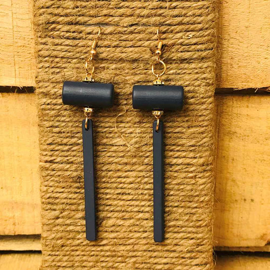 Quirky Hammer Like Blue Drop Earrings