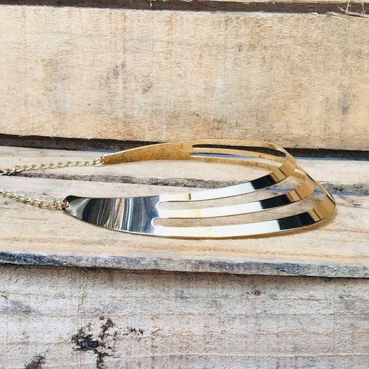 LARQ JEWELS Gold Tone Metallic Non-Precious Metal Choker