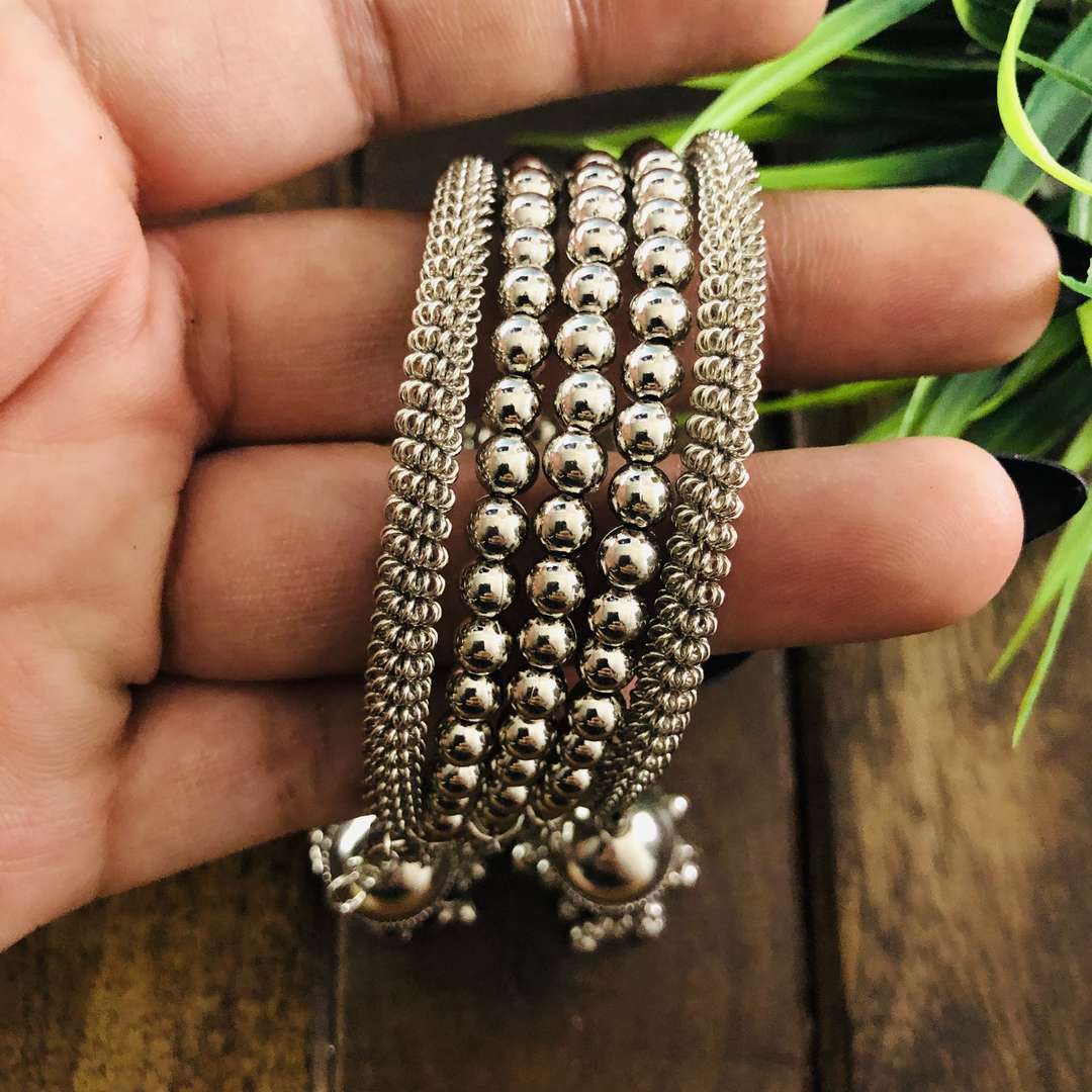 LARQ JEWELS Silver Plated Multilayer Charm Bracelet